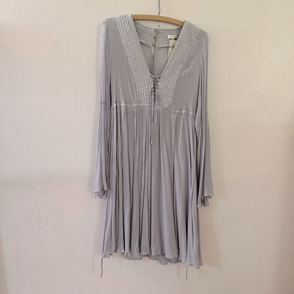 Blue chiffon dress with silk details